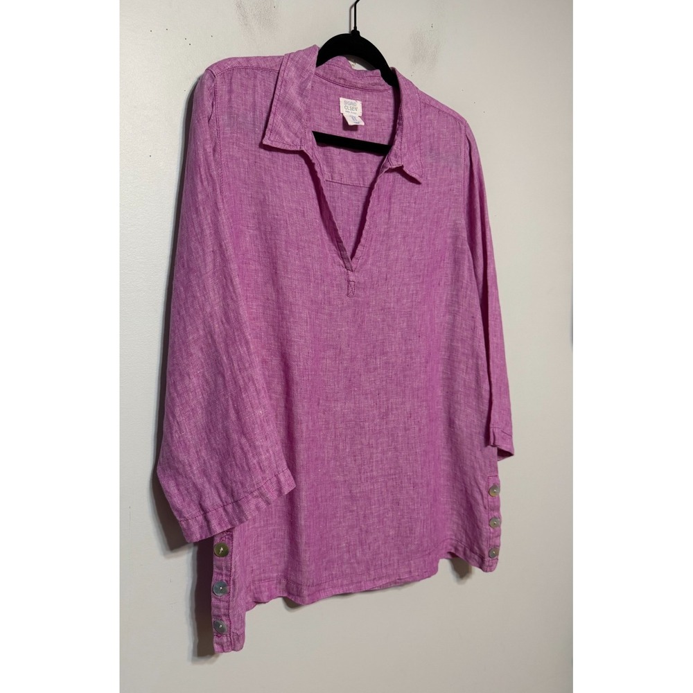 Sigrid Olsen Scandinavian Linen Tunic Top Women Medium Hampston Chic Slow Living - Picture 5 of 8
